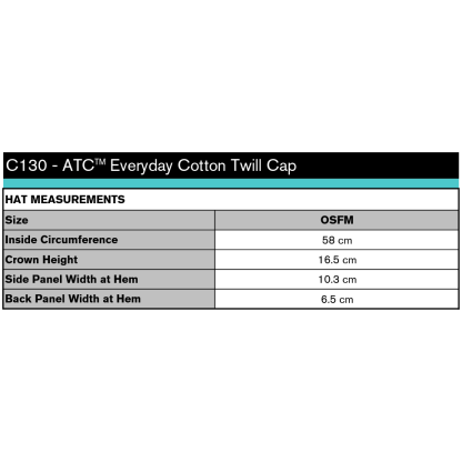 ATC C130 SIZE CHART
