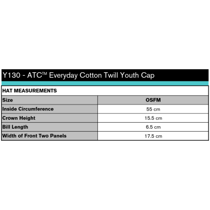ATC Y130 SIZE CHART